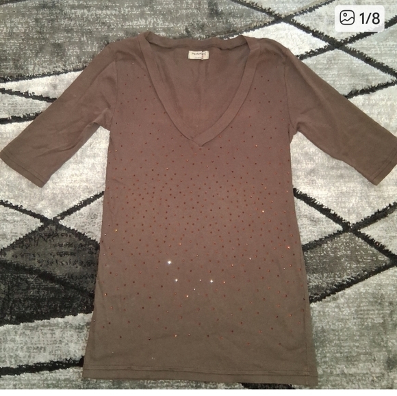 EUC Vintage Brown Michael Stars Sparkling 3/4 Length One Size Tshirt! - Picture 10 of 10